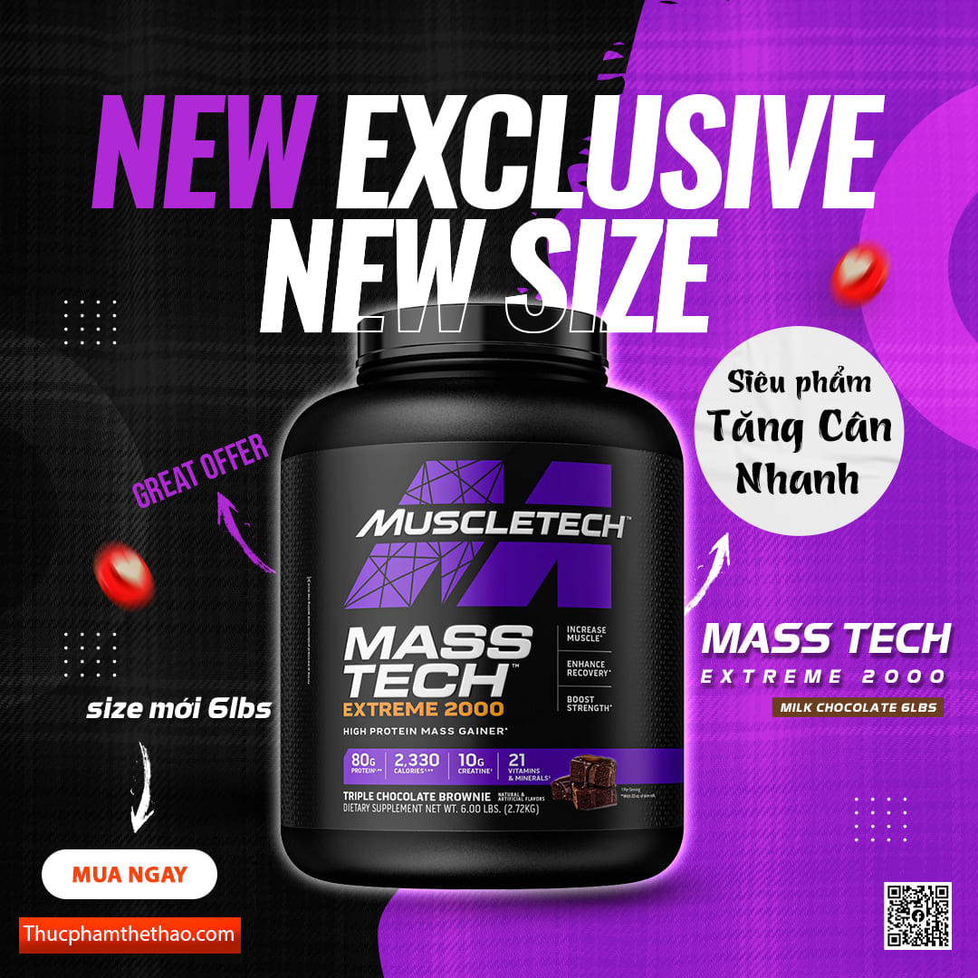 Sữa Tăng Cân Tăng Cơ Mass Tech Elite 6lbs (~2.72kg) - Nhiều Hương Vị - Hàng Nhập Khẩu Chính Hãng Muscletech - Kèm Quà Tặng