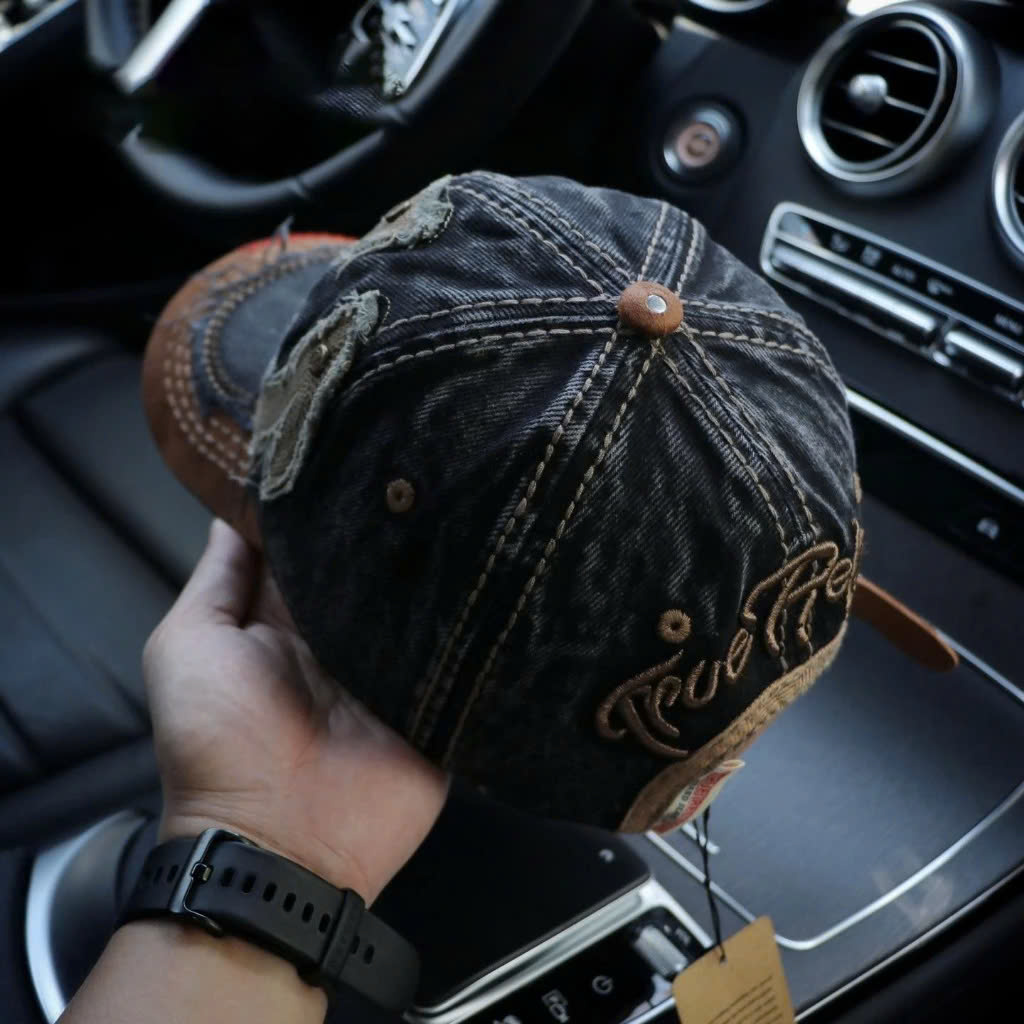 Nón kết, mũ lưỡi trai Ông Địa U lệch phối vải jeans form đẹp thời trang đường phố