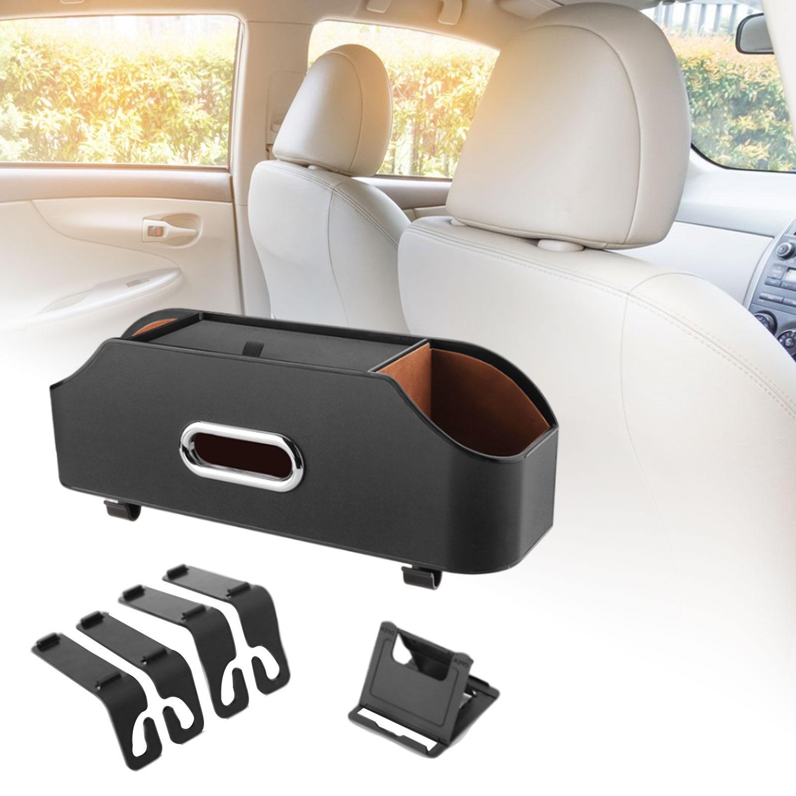 Car Seat Back Organizer Tissue Holder with Hooks Hanger Backseat Storage Box