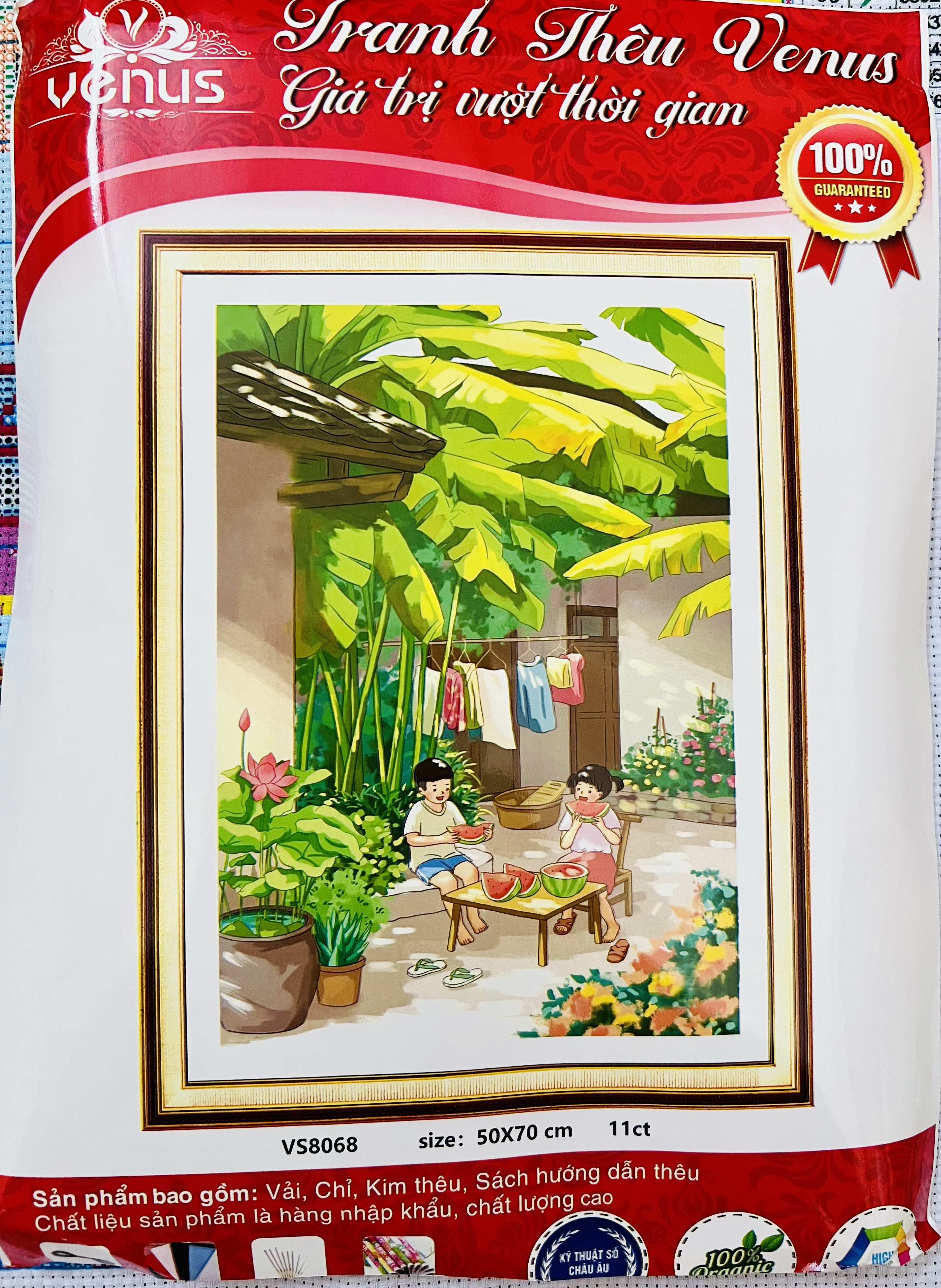 Tranh thêu kín Hạnh phúc bình yên vs8068, kích thước 50 x 68 cm