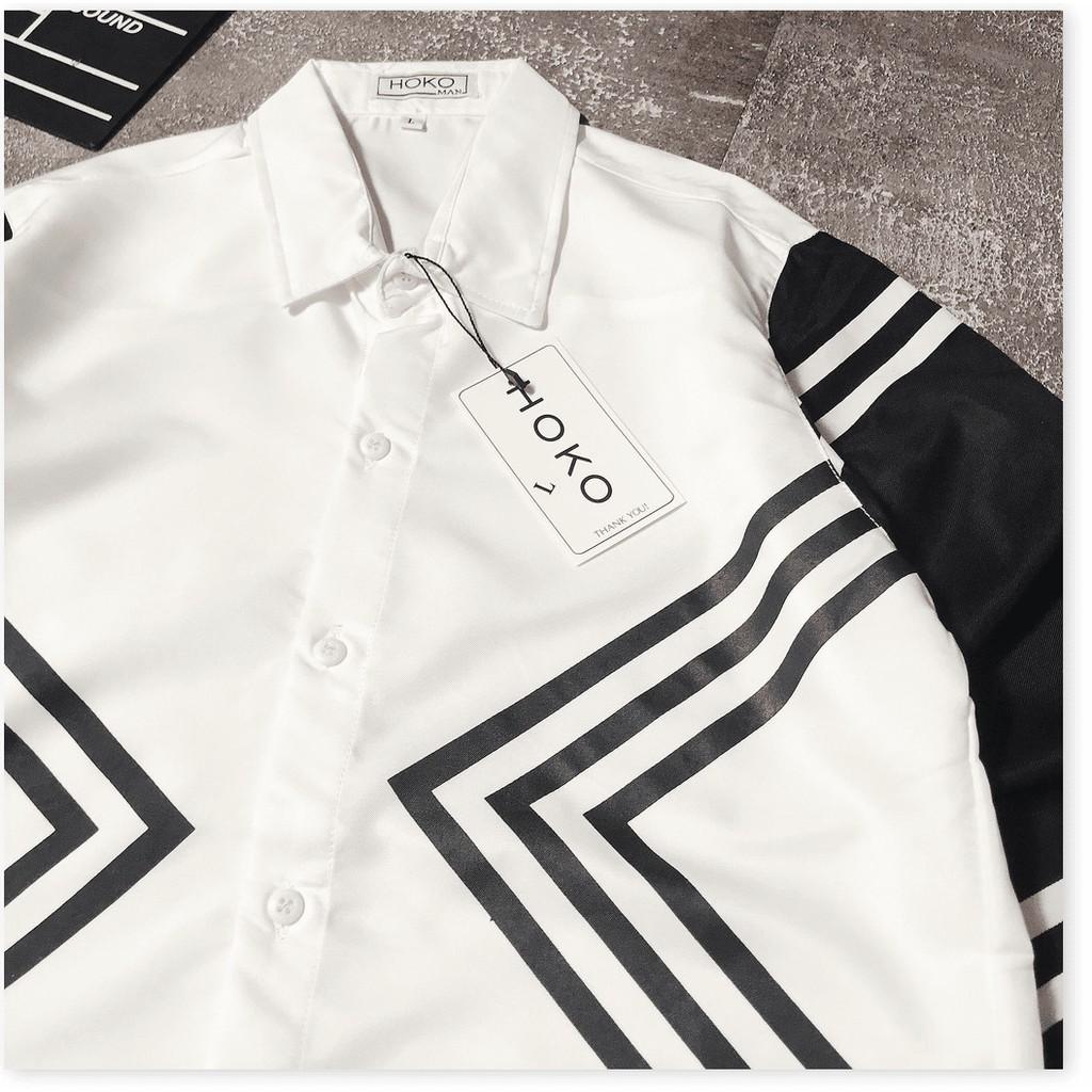 Áo sơ mi tay dài phối sọc đen cực chất , siêu đẹp cho anh em THỜI TRANG KING FASHION