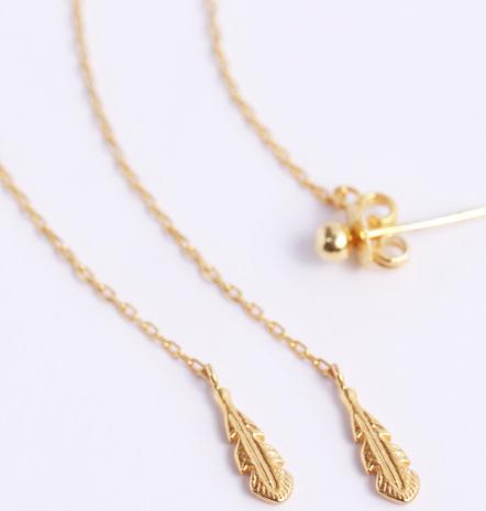 Bông tai bạc dài đính lông vũ cá tính Gix Jewel BT11