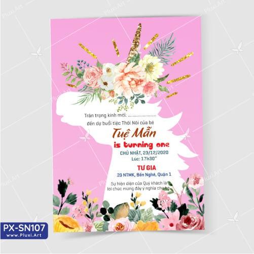 Thiệp thôi nôi – sinh nhật bé gái