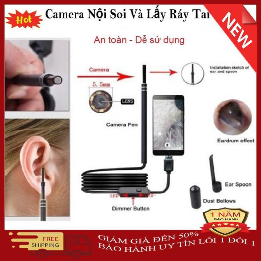 Sale Camera siêu nhỏ, Camera Nội Soi Tai Siêu Nét Tặng Kèm Bộ Đầu Lấy Ráy Tai