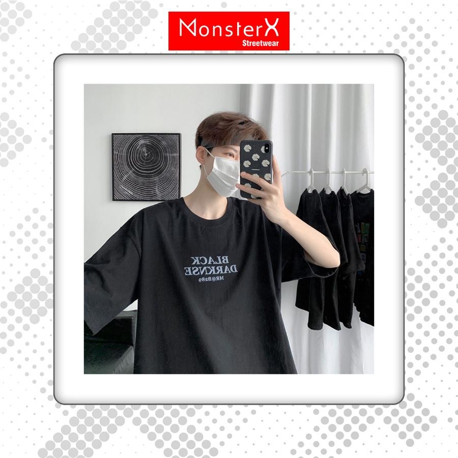 Áo thun unisex MonsterX DARK SIDE phông tay lỡ nam nữ form rộng Oversize 2 màu