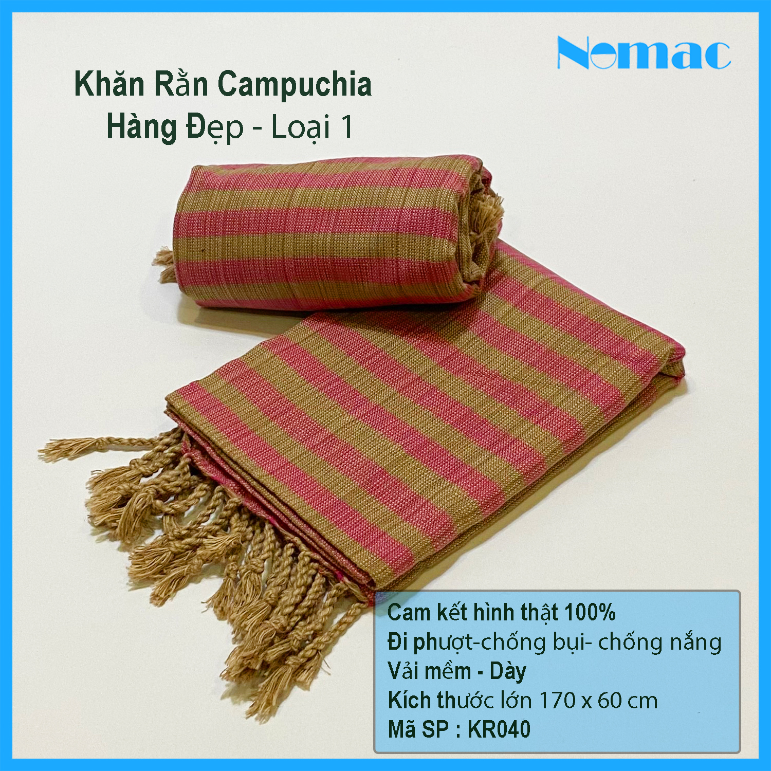 Khăn rằn cao cấp Campuchia KR040/ Khăn đi phượt thời trang nam nữ Nomac (170 x 60 cm)