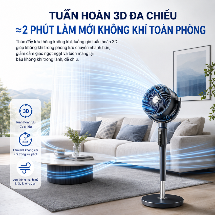Quạt tuần hoàn không khí Serial 3000, động cơ biến tần chuyên nghiệp. Thương hiệu Hà Lan cao cấp Philips - ACR3246CFV. HÀNG CHÍNH HÃNG