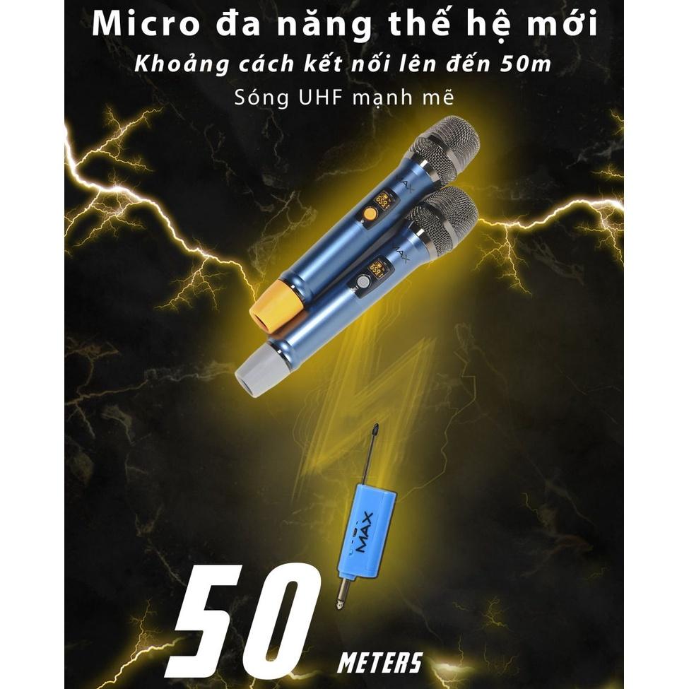 Bộ 2 Micro không dây đa năng Max 56 - Hút âm tốt Hạn chế hú rít - Micro karaoke - BH 1 NĂM