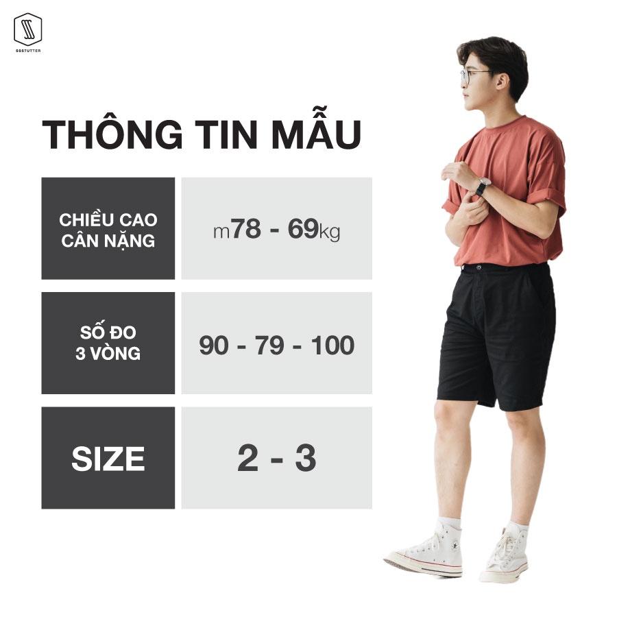 Quần shorts nam SSSTUTTER chất cotton thoáng mát thiết kế năng động thoải mái 3 màu năng động basic khaki shorts