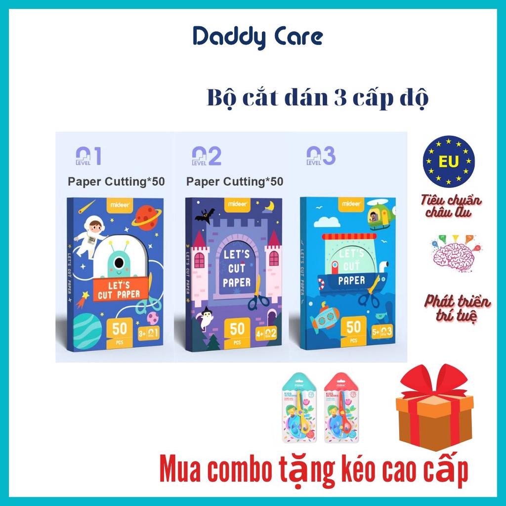 Bộ Đồ Chơi Cắt Giấy Tạo Hình Mideer 3 Cấp Độ, Giấy Thủ Công Cắt Dán Cho Bé( Tặng Kèm Kéo)