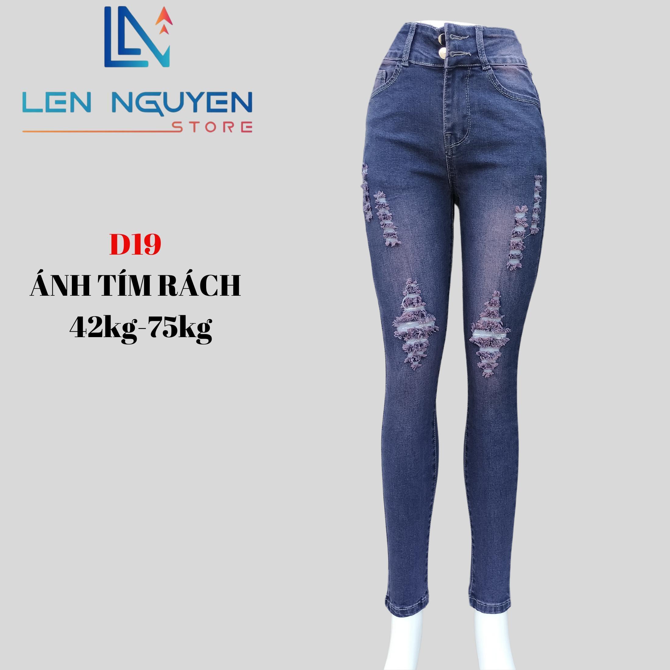 D19_ Quần jean nữ , 2 Nút Lưng Cao,dài Quần 95CM , Quần jean ( bò) lưng cao 42kg đến 77kg size 27-35 Vải Cao Cấp Co Giãn ,Mềm Mịn Thoáng Mát Nữ Pants Women Denim