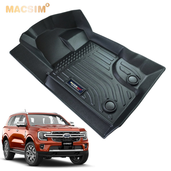 Thảm lót sàn xe ô tô Ford Everest 2015-2020 Nhãn hiệu Macsim chất liệu nhựa TPE cao cấp màu đen
