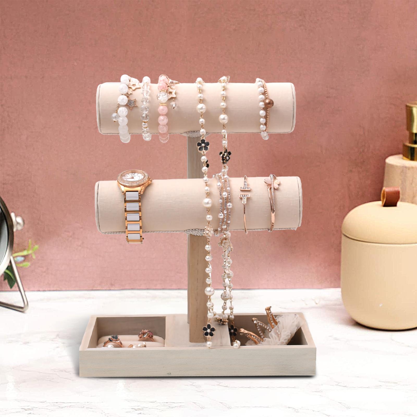 2 Tier T-Bar Bracelet Jewelry Stand Display With Basic Jewelry Holder Tay