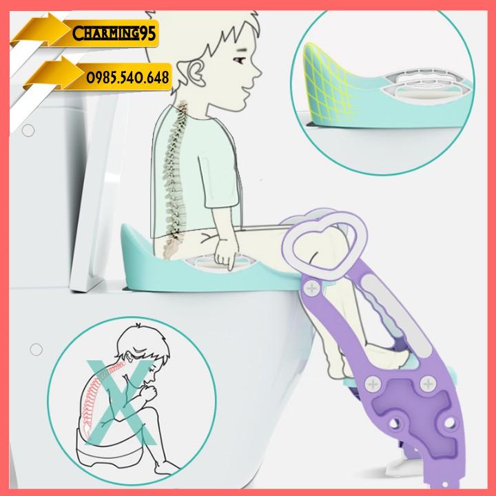 Ghế ngồi bồn cầu có thang vịn cho bé - Bệ ngồi toilet cho bé - Bô vệ sinh cho bé