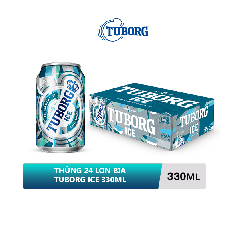 Nồng độ cồn 4.3% - Thùng 24 lon bia Tuborg Ice 330ml