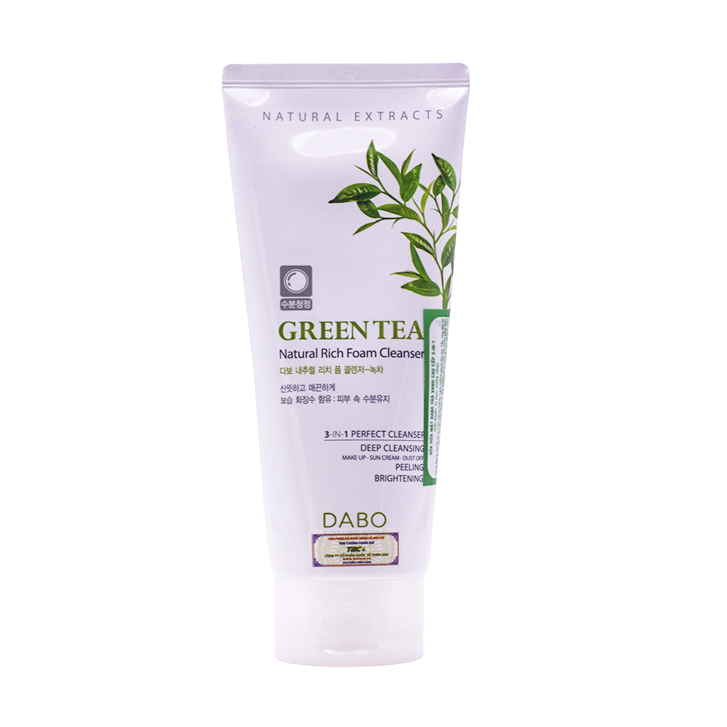 Sữa rửa mặt ngừa mụn cao cấp Hàn Quốc Dabo Green Tea 3 in 1 tinh chất trà xanh – Hàng chính hãng.