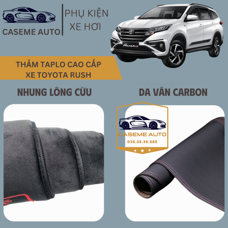 [TOYOTA RUSH] Thảm Taplo 3 Lớp Dành Cho Xe TOYOTA RUSH, Nhung Lông Cừu Và Da Vân Carbon Cao Cấp - Hàng Chính Hãng