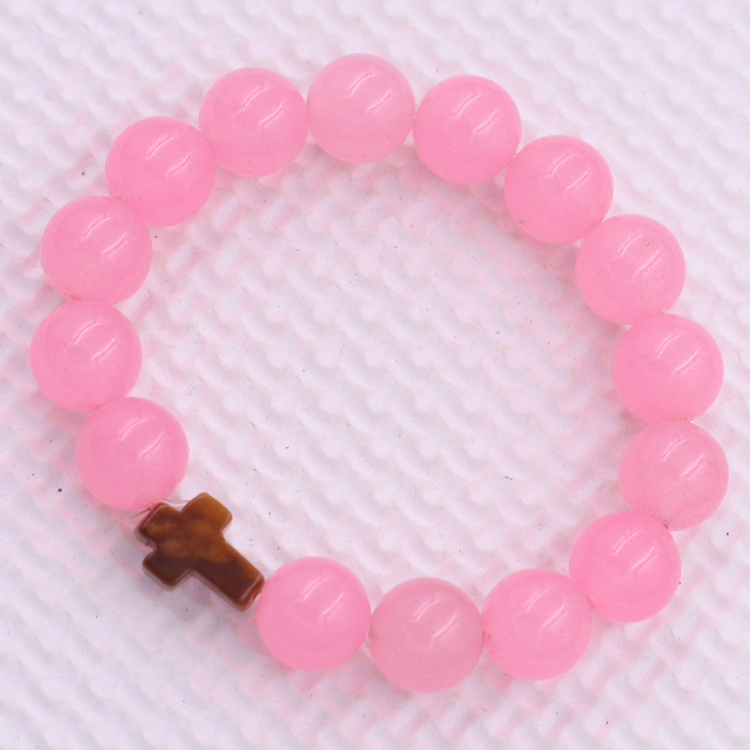 Vòng chuỗi Đá Thạch Anh Hồng nhiều màu charm Thánh Giá Đá Mắt Hổ - Chuỗi tay nam nữ Size 8/10/12/14mm - Vòng tay Bình an, May mắn