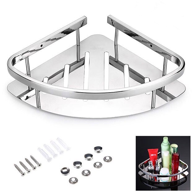 Kệ 1 tầng inox treo tường đựng gia vị, vật dụng cá nhân hay treo trong phòng tắm
