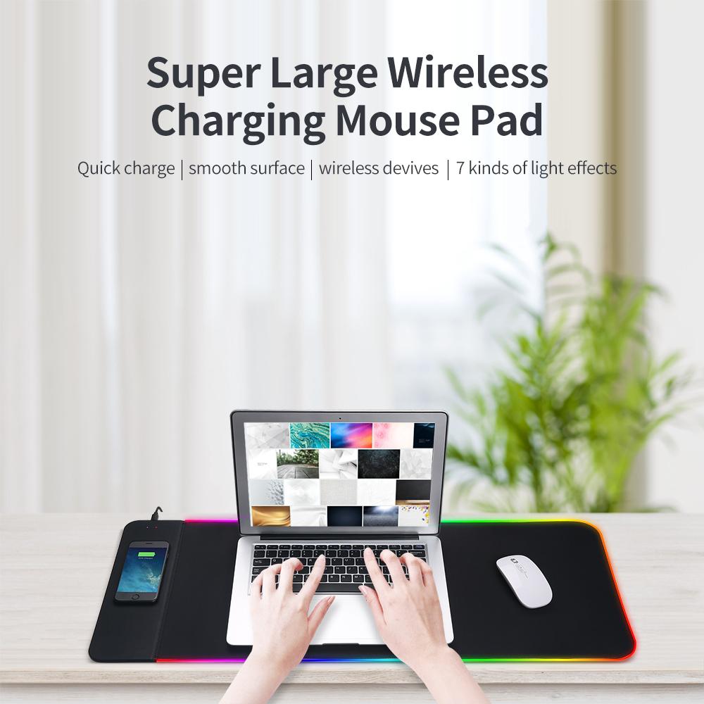 Bàn di chuột siêu dài đầy màu sắc RGB chống trượt Sạc không dây 10W