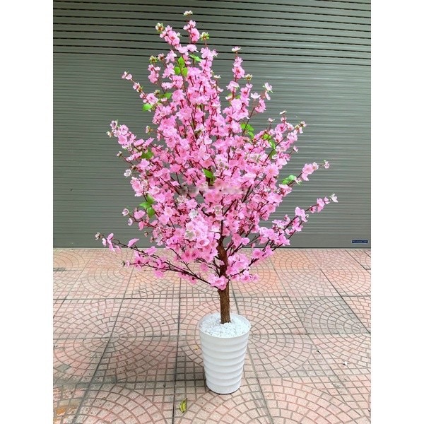 Cây hoa đào giả - Cây mai giả - Size từ 140cm đến 200cm - Cây giả, hoa lụa Decor trang trí nhà cửa