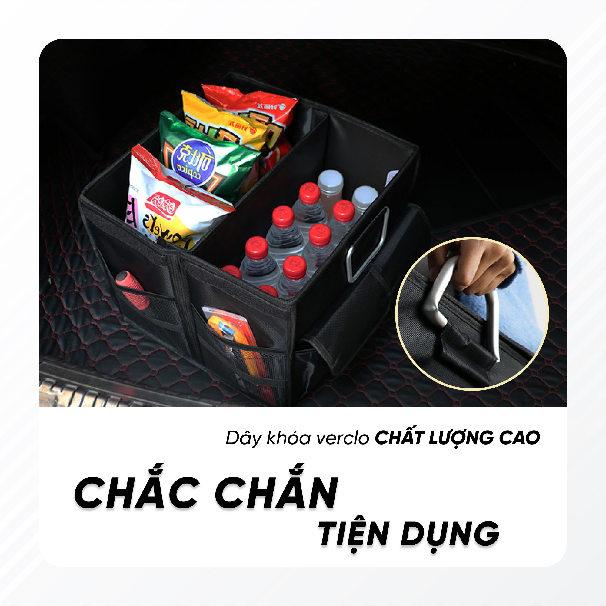 Hộp Vải Oxford Đựng Đồ Để Cốp Xe Ô Tô Cao Cấp | Thùng Đựng Đồ Vải Oxford Dày Dặn Để Cốp Xe Giúp Cốp Xe Gọn Gàng, Hộp Có Thể Gấp Gọn Khi Không Sử Dụng