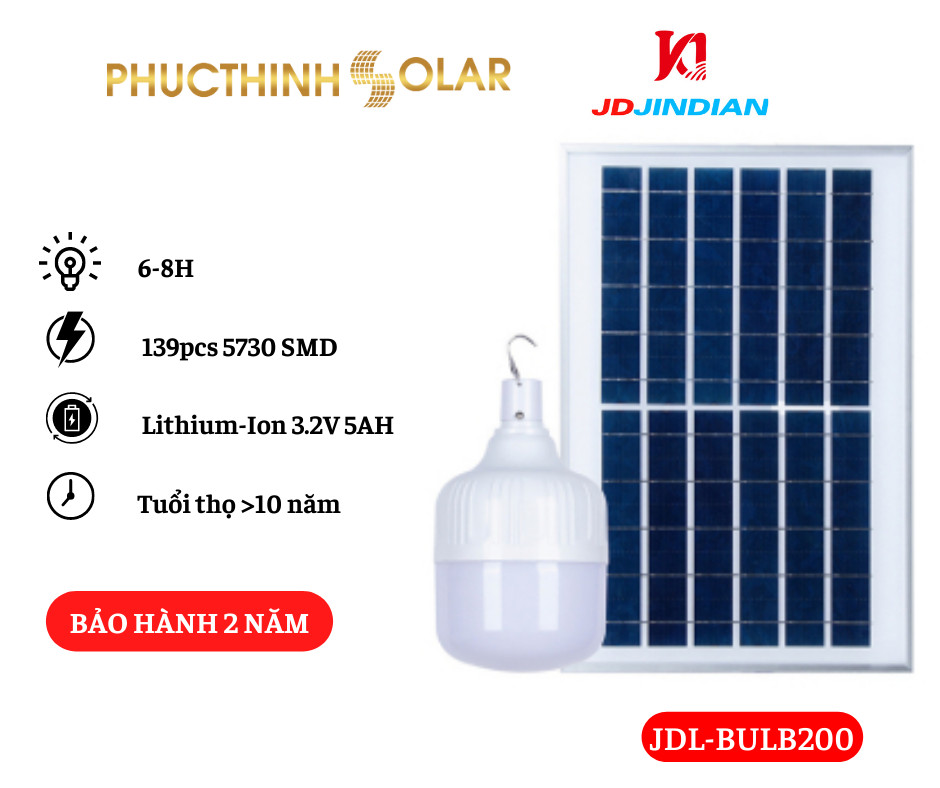 Bộ Bóng Đèn Bulb Năng Lượng Mặt Trời 60W Jindian JDL-BULB200 | Phúc Thịnh Solar