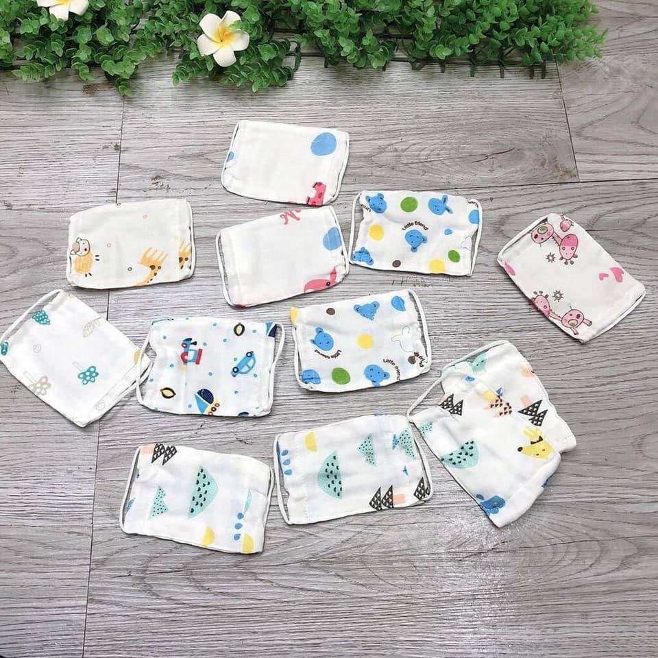 Khẩu trang xô 2 lớp quai chun, khăn xô che miệng cho bé