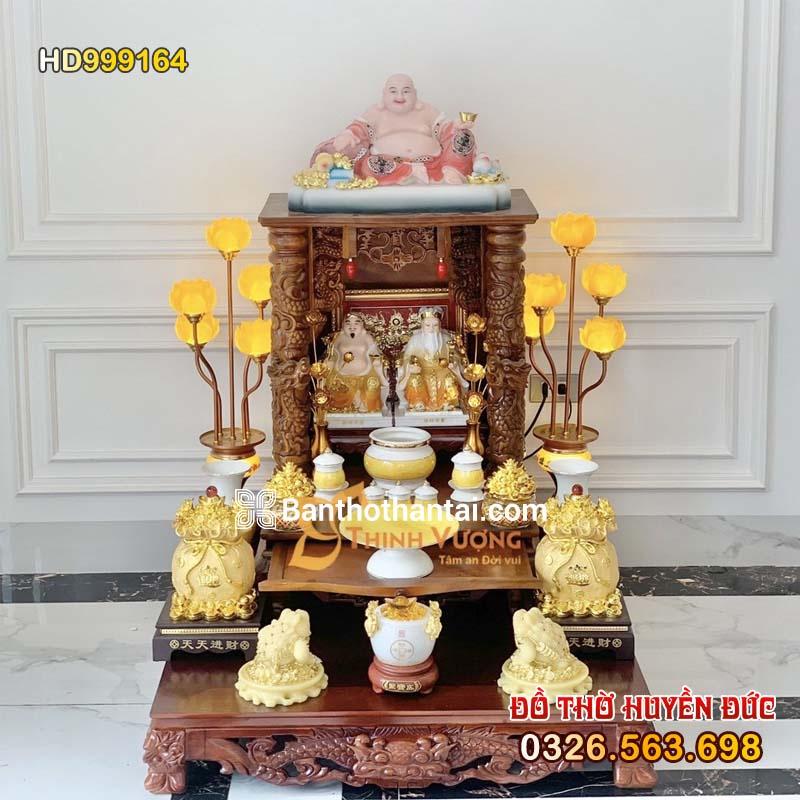 Bộ bàn thờ Thần Tài Mái bằng Sứ vân đá vàng HD999164