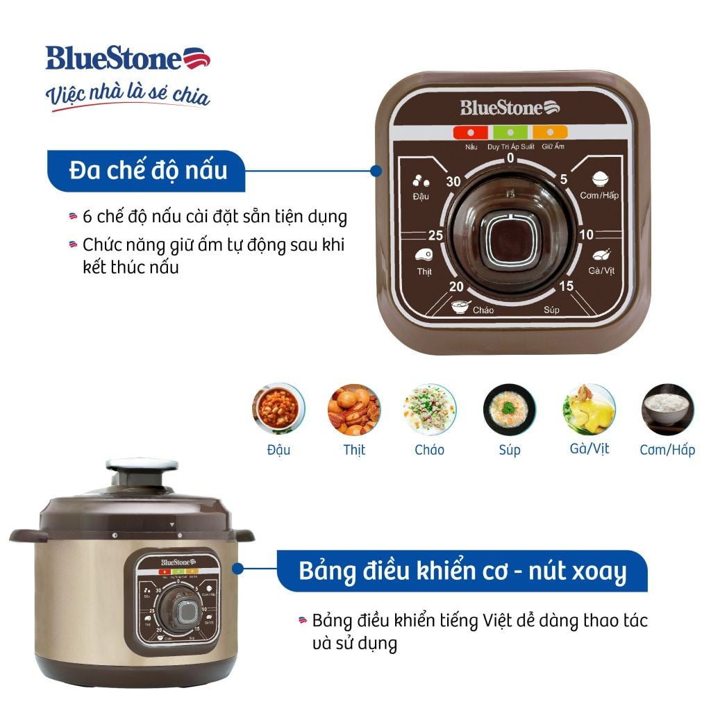 Nồi Áp Suất Bluestone PCB-5629 (5 lít) - Hàng chính hãng