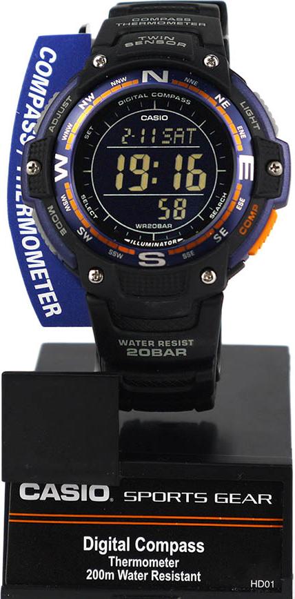 Đồng Hồ Nam Quartz Casio Twin Sensor SGW-100-2BCF Màn Hình Kỹ Thuật Số