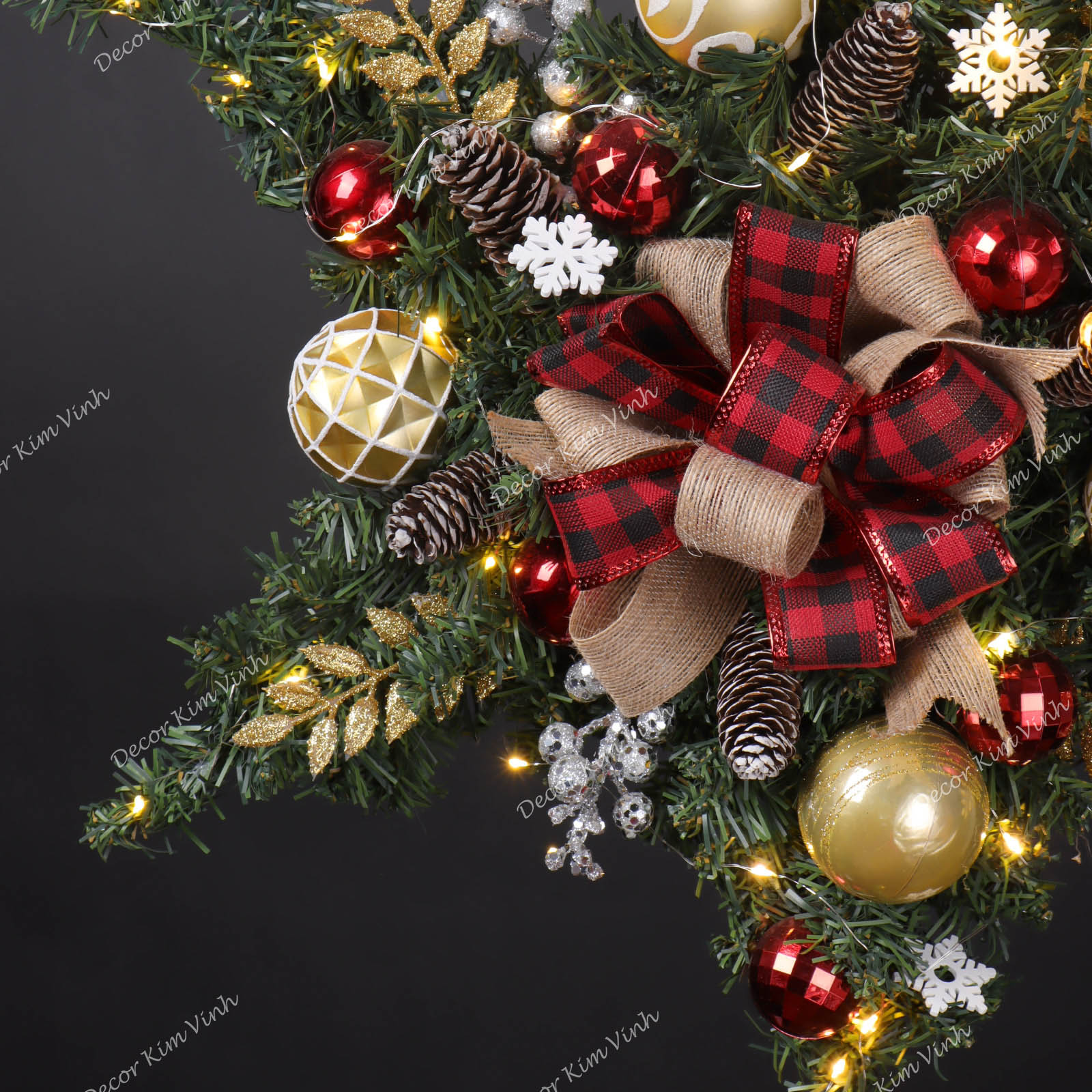 Dây Treo Chùm Thông CT09 Chùm Thông Kết Sao Trang Trí Noel Kèm đèn