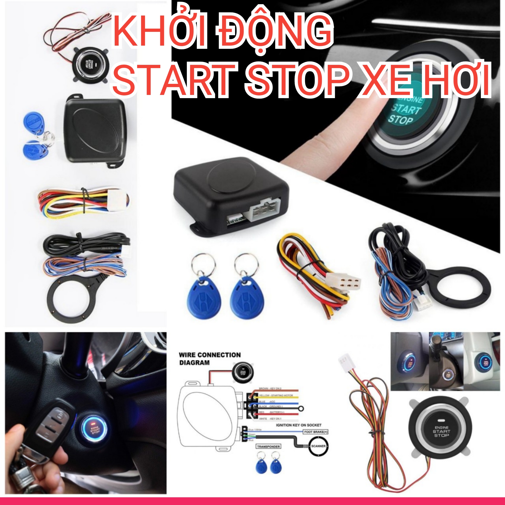 BỘ KHỞI ĐỘNG NỔ START STOP CHỐNG TRỘM XE HƠI ÔTÔ DC12V NÚT BẤM THÔNG MINH LOẠI TỐT