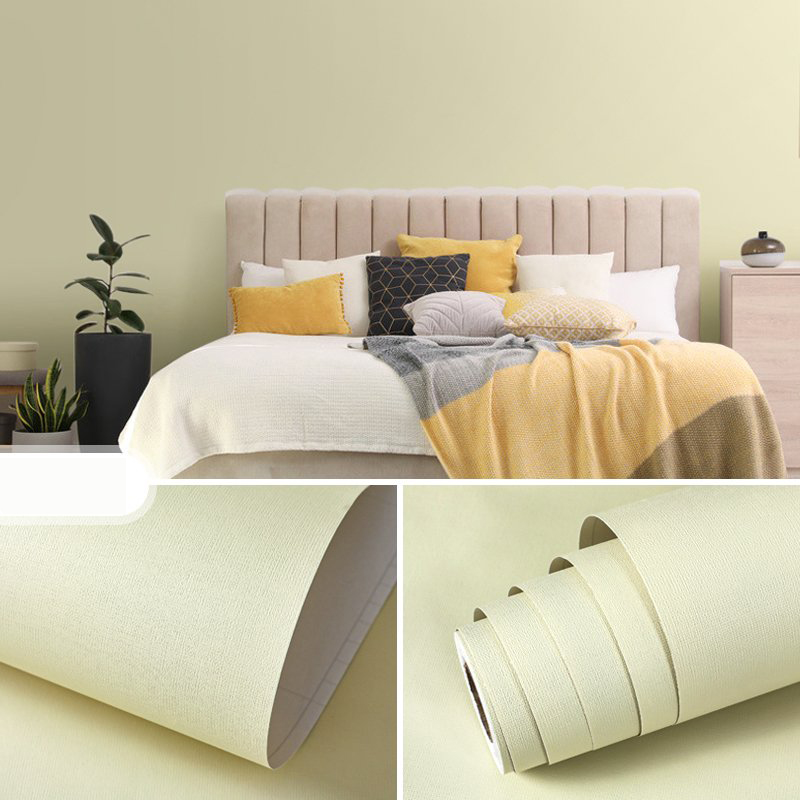 Combo 10m giấy dán tường vàng nhạt Pastel có keo sẵn- giấy dán tường phòng ngủ.