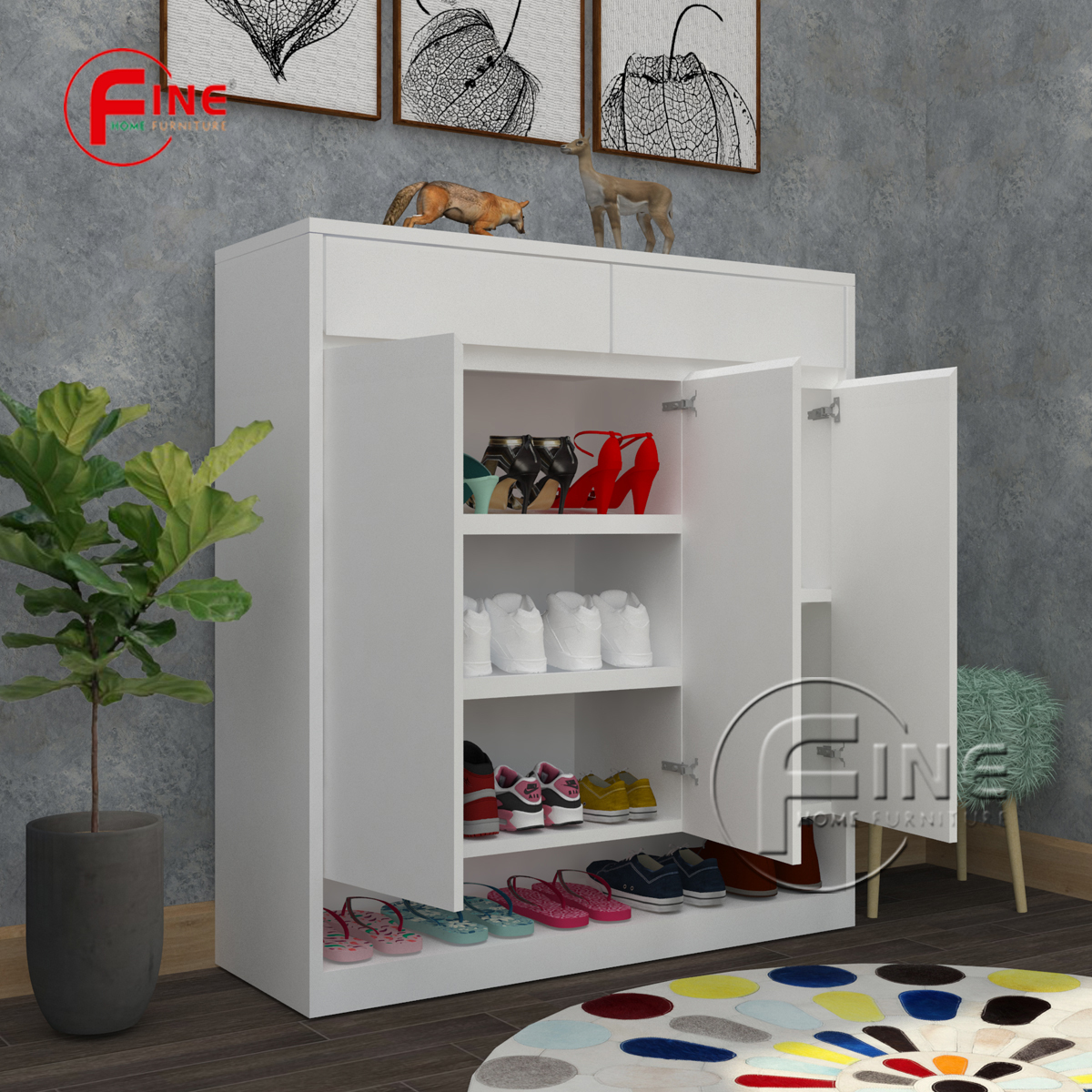 Tủ Giày Dép FINE hiện đại sang trọng phong cách thời trang FTG016 phù hợp cho Căn Hộ, Nhà Phố