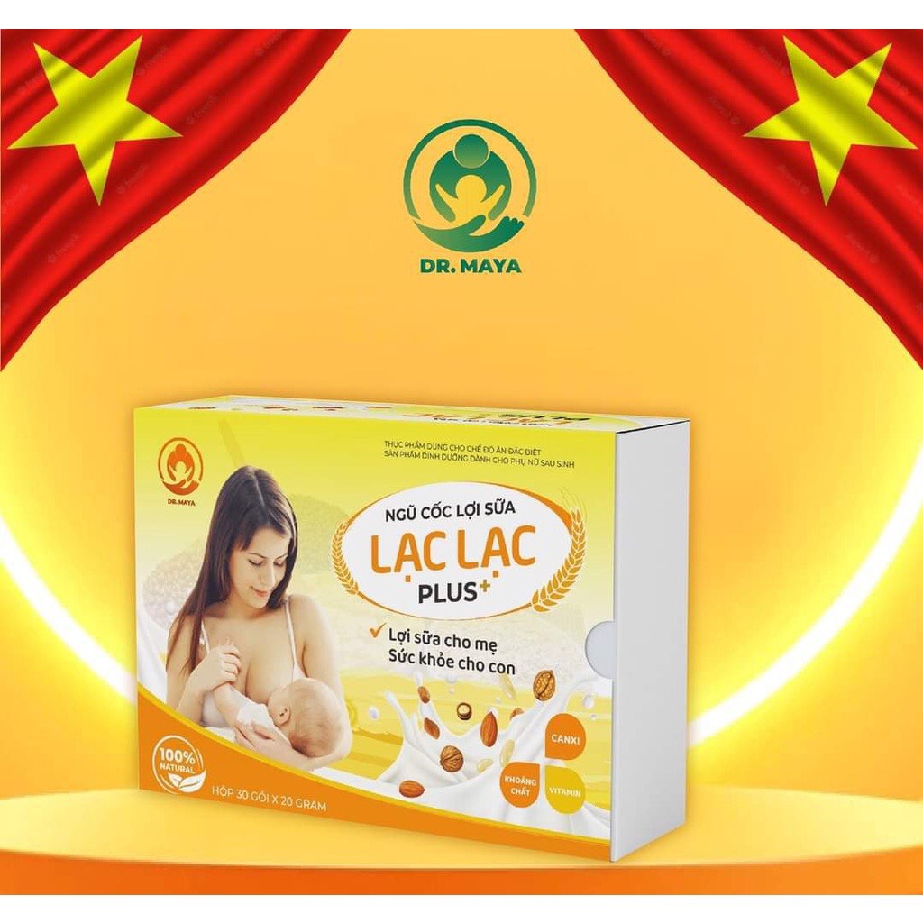 Ngũ cốc lợi sữa Lạc Lạc Plus mới cao cấp 39 loại hạt giúp mẹ bổ sung vitamin và khoáng chất, canxi giúp xương chắc khỏe 600g (hộp 30 gói)