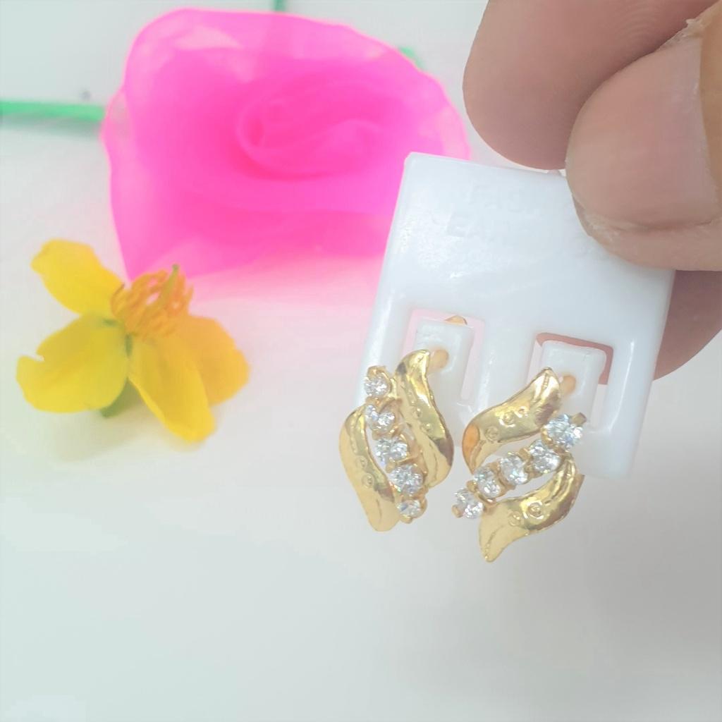 Bông Tai Kiểu Hình Thoi Xéo Xoàn Cao Cấp-Dùng lâu dài tắm rửa thoải mái không phai
