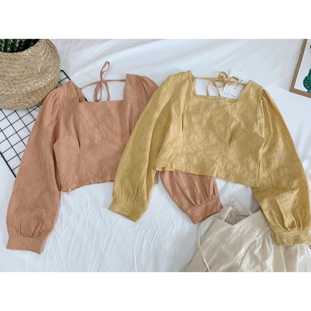 Áo Sơ Mi Nữ Croptop - nunanunong - Áo Nữ Phong Cách Hàn Quốc Phù Hợp Đi Làm, Đi Chơi, Sự Kiện