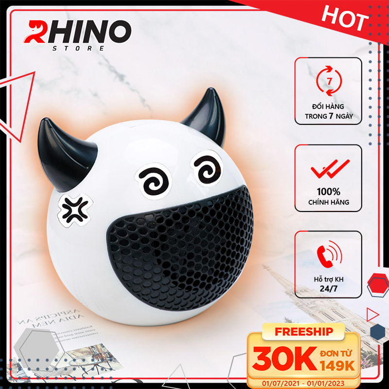 Máy sưởi ấm mùa đông mini Rhino W201 - quạt sưởi tiểu quỷ để bàn văn phòng, kèm bộ sticker cảm xúc tùy chỉnh - Hàng chính hãng