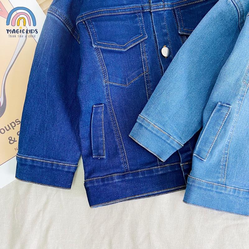 Áo khoác jeans chất bò mềm cho bé trai Magickids Áo khoác thu đông trẻ em giữ ấm AO21017