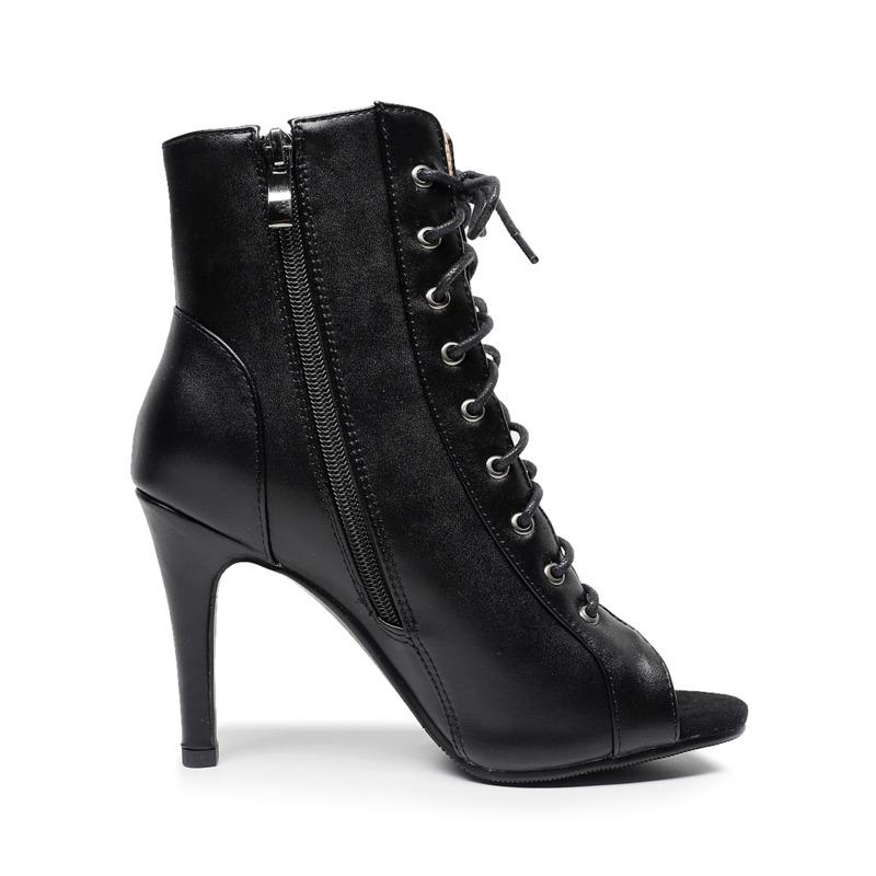 2022 Giày khiêu vũ Latin hàng đầu mới cho phụ nữ ngoài trời Salsa Tango Boots mở ngón chân giày cao gót phụ nữ Color: Black 9.5cm Shoe Size: 40