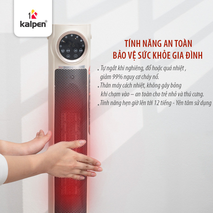 Máy sưởi gốm PTC Kalpen E10 ion diệt khuẩn 2200W kèm khiển từ xa - Hàng chính hãng