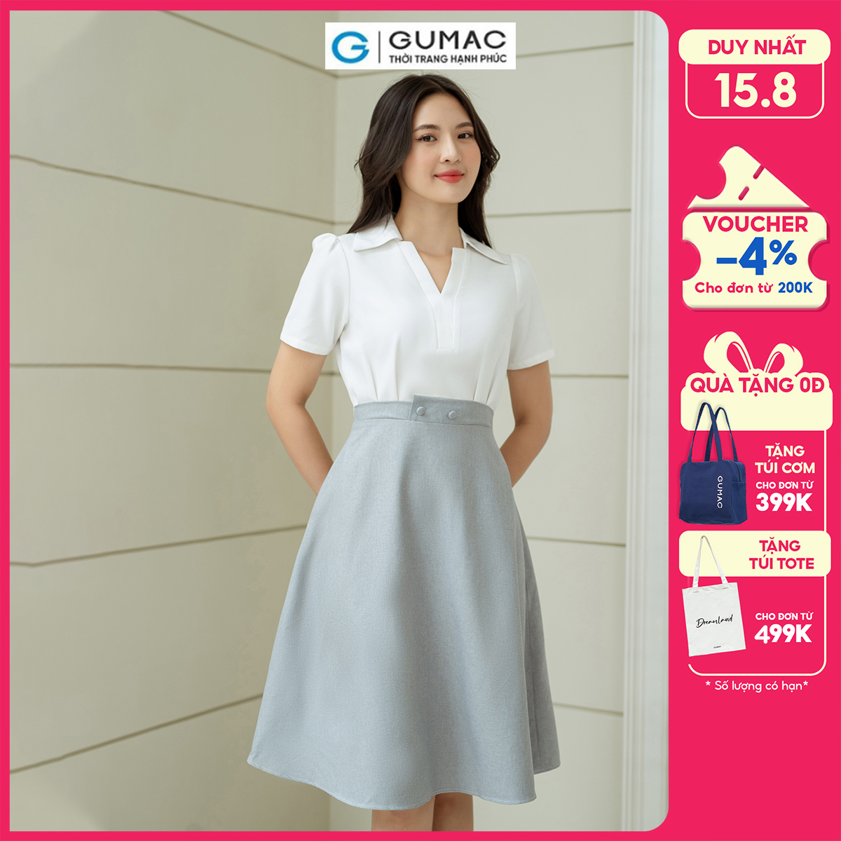 Đầm A phối tùng GUMAC DD08025