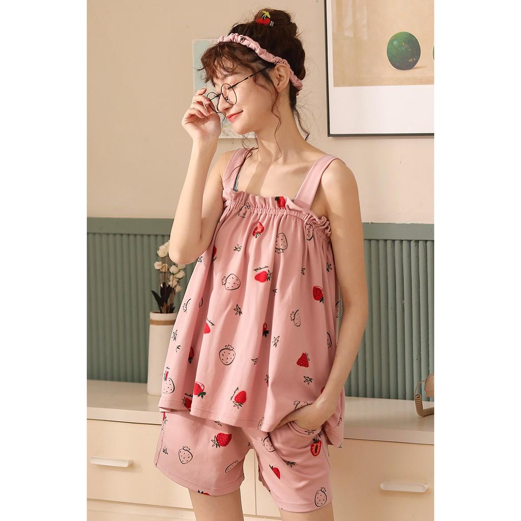 Bộ đùi 2 dây siêu đáng yêu, họa tiết cute, chất vải cotton 100% mềm mịn, thoáng mát, mặc cực kỳ dễ chịu, size M-2XL