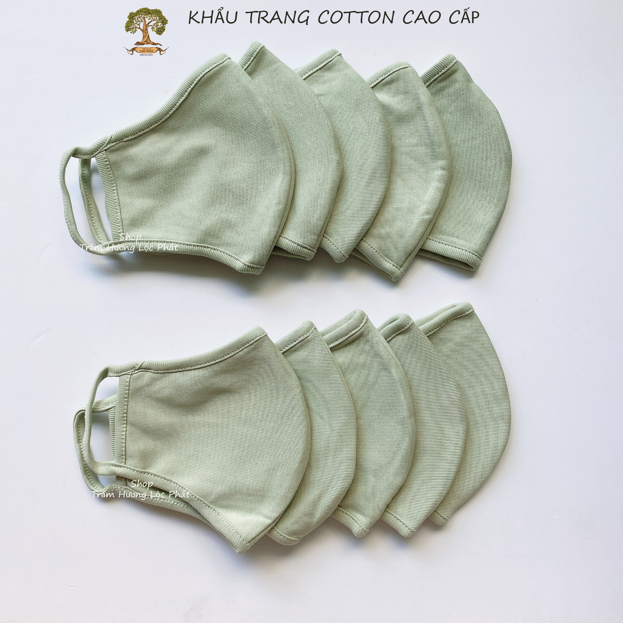 Khẩu Trang Vải Nam Nữ Khẩu Trang Màu Hồng Quyến Rũ Cotton Nhật Cao Cấp Chống Nắng Combo 10 Cái - Xanh bơ