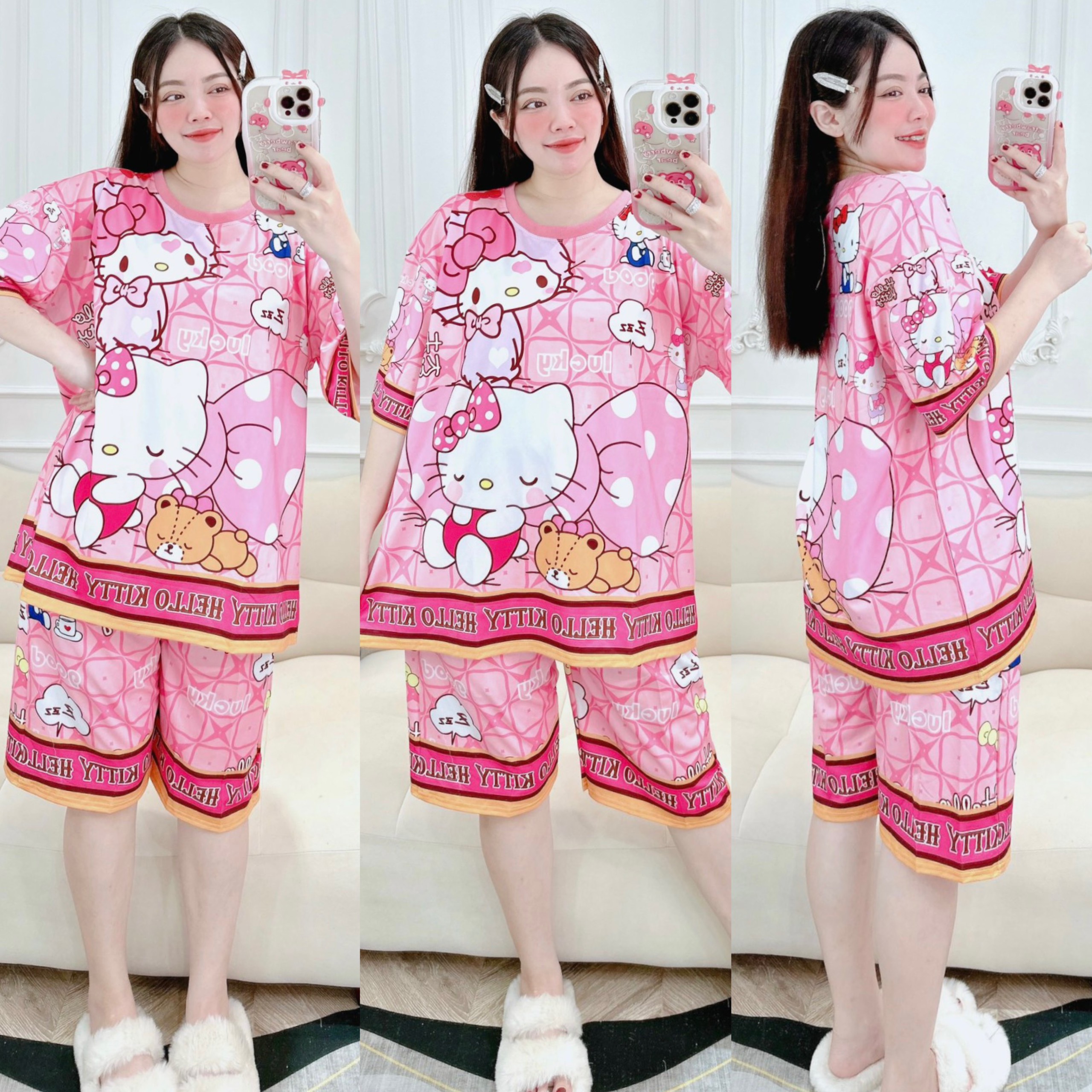 [HCM] (60-85kg, P3) Đồ bộ bigsize lửng in 3D hoạt hình chất thun lạnh. Đồ bộ lửng bigsize. Đồ bộ thun lạnh bigsize. bobigsizelung1thunlanh