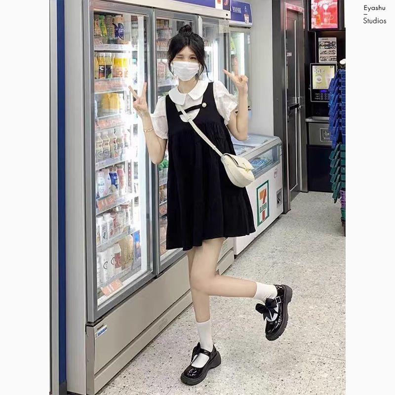 DONGSHOP Sen sữa ngọt ngào phong cách thiếu nữ nghệ thuật sinh tiên sữa fufu người đàn ông nhỏ màu cam trà nghỉ cao cấp váy