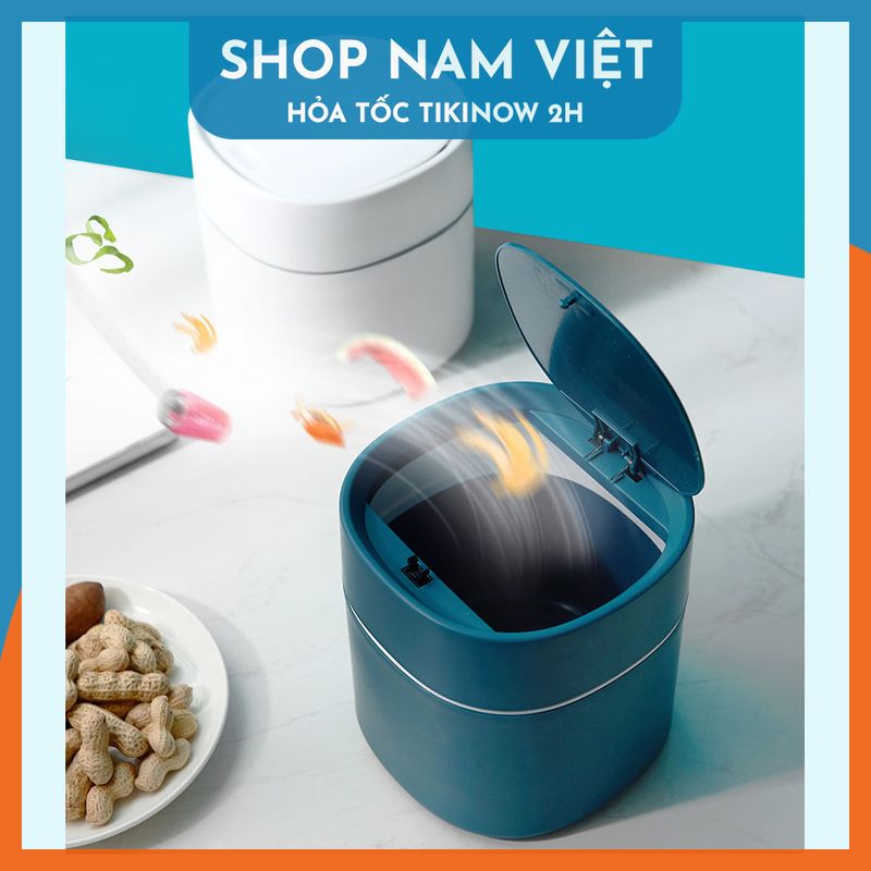 Thùng Rác Mini Phòng Ngủ, Toilet, Xe Hơi Nắp Lò Xo - Giữ Mùi 90