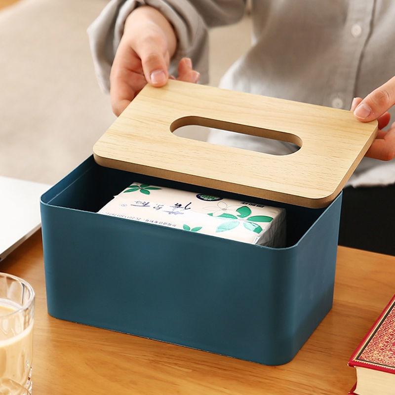 Hộp đựng khăn giấy nắp gỗ để bàn phòng khách bàn ăn sang trọng babo