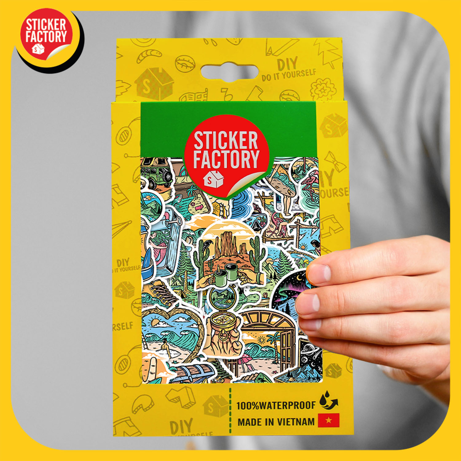 Outdoor Travel - Set 100 sticker decal hình dán dễ thương - STICKER FACTORY